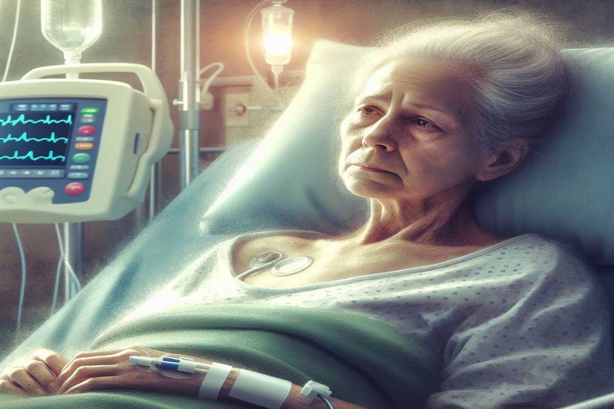 خانم پیر که دچار سکته مغزی شده و در بیمارستان بستری است